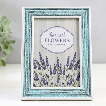 Photo frame plastic 10x15 cm "Weaving" blue-blue with white stroke 18.5x13.5 cm
