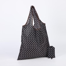 Folding bag without fastening, with carbine, black/brown color
