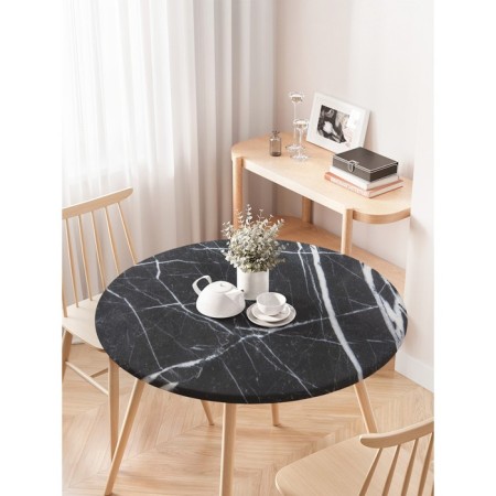 Tables on the table “Storms on marble”, round, oxford, elastic band, size 120x120 cm, diameter 75-100 cm-2