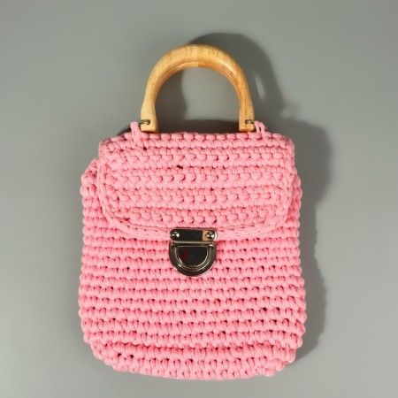Handles for the bag are wooden, with half rings, 10.3 × 8 cm, 2 pcs, beige/silver color-4