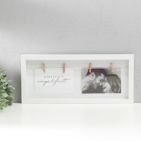Photo frame wood, glass with clothespins 10x15 cm "locality" white 2.8x42.5x18.5 cm