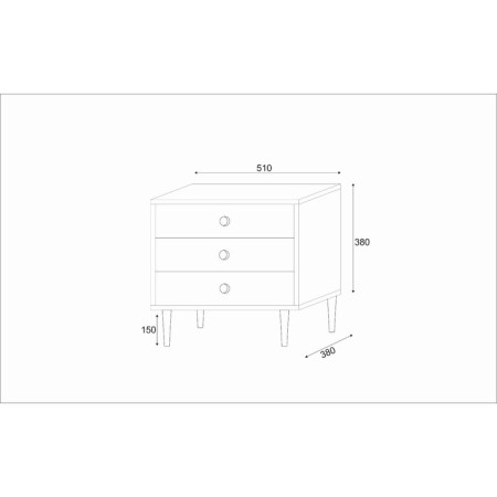 Tumbling bedside Astoria 3, 510x380x530, white/ white MDF 19mm-4