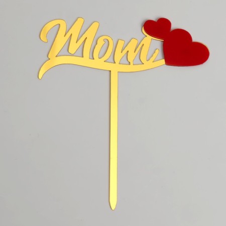 Topper "Mom" with hearts