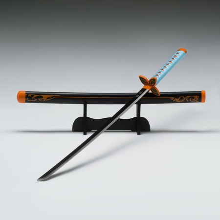 Souvenir weapon "Katana Nobu" 77cm, blue hilt, on a stand