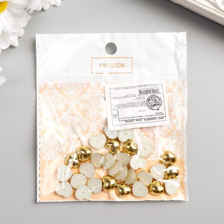 Decor for creativity plastic "heart" gold set 30 pcs 1x1 cm-2