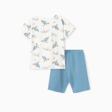 Kit for girls (T -shirt/shorts), white/blue color, height 98 cm-4
