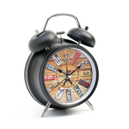 Clock - desktop's alarm clock, discrete move, 11.5 x 16 cm, black-1