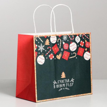 Package Gift craft "Happiness in the New Year", 22 x 25 x 12 cm, New Year-1