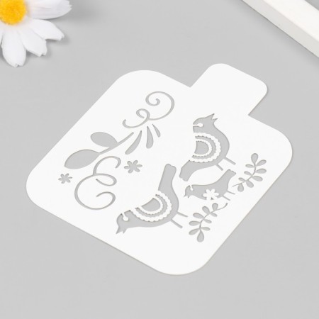 Plastic stencil "Birds" 9x9 cm-1
