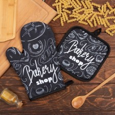 Kitchen set (2 items) Ethel Bakery Shop, a selection of 17x17 cm, mittens 26x16 cm, 100% p/e
