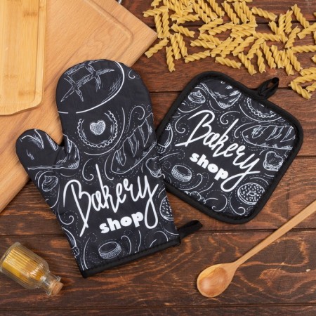 Kitchen set (2 items) Ethel Bakery Shop, a selection of 17x17 cm, mittens 26x16 cm, 100% p/e