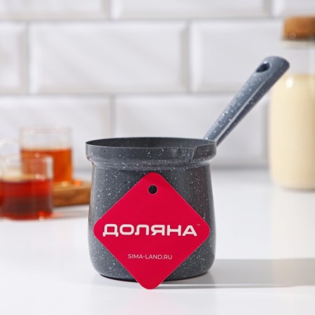 Turk Dolyana “Marble Gray”, 450 ml, D = 9 cm, 20 × 9 × 14 cm, plastic handle, anti -stick coating, induction, color gray-7