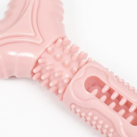 A toy for treats and dry food "bone", tpr, massage, 14.5 x 3.5 cm, pink-2