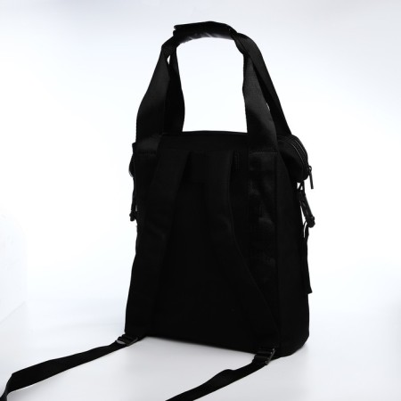 A backpack with a zipper, 2 external pockets, black color-4