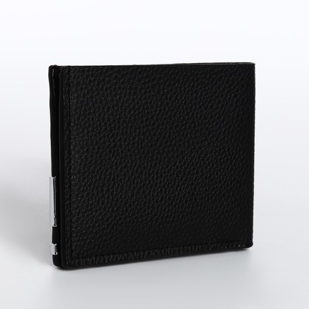Male purse without fastening, department for maps, for bills, black color-1