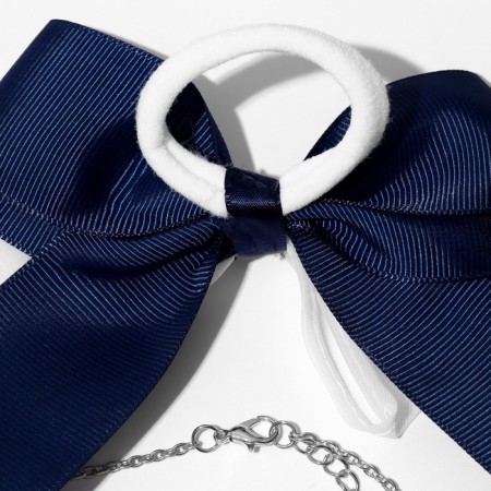 Set "chosen" 4 items: elastic band, 2 rings, pendant, white-blue color in silver-2