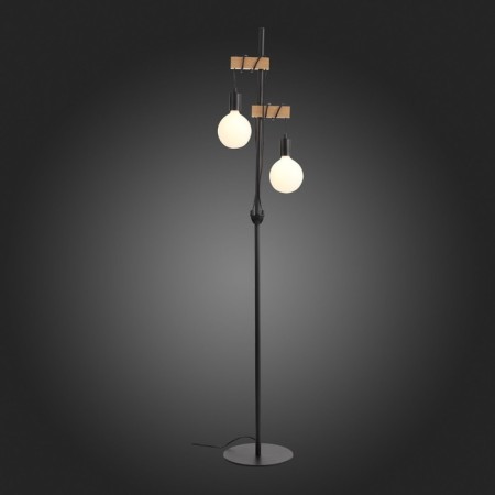 Floor lamp EVOLUCE. SL1142.405.01. Bagetti. 2x60 watts, E27, 24x26x160 cm, black color, light wood-6
