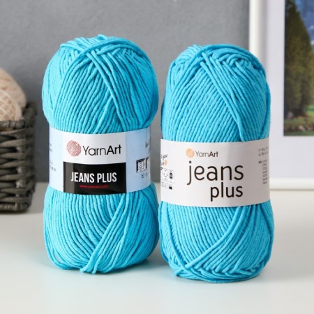 Yarn "Jeans Plus" 55% cotton, 45% acrylic 160m/100g (33 blue)