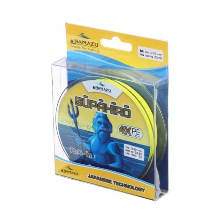 Namazu Supahiro 4x -wicker cord 4x, diameter 0.32 mm, test 23.65 kg, 100 m, yellow-1