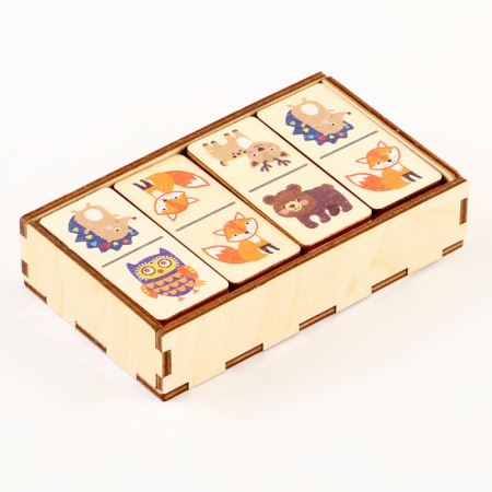 Domino wooden "Animals" 28 chips 60x27 mm