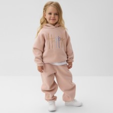 Толстовка (худи) детская MINAKU: Exclusive print, цвет пудровый, Oversize рост 116 см