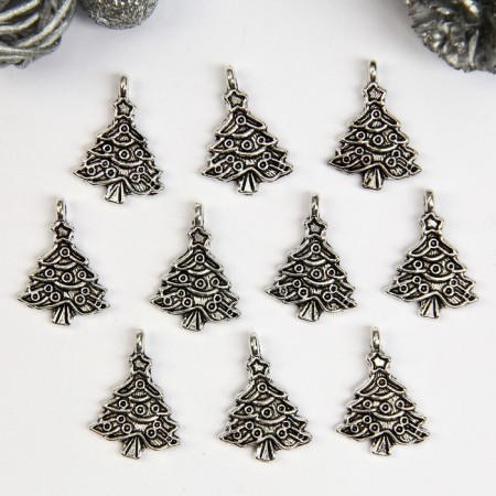 Decor for creativity Metal "Christmas tree with an asterisk" silver 2.5x1.8 cm-2