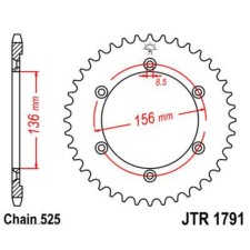 The rear star, driven JTR1791, chain 525, 41 teeth