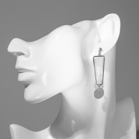 Earrings Metal "Signs", Silver Color-3