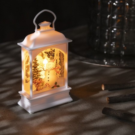 LED figure "Lantern with a snowman" 7 × 13 × 3.5 cm, plastic, batteries AG13x3, glow warm white
