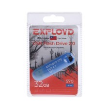 Флешка Exployd 570, 32 Гб, USB2.0, чт до 15 Мб/с, зап до 8 Мб/с, синяя
