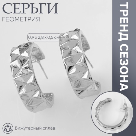 Earrings “Geometry” Ornament, Color silver, D = 2.8 cm