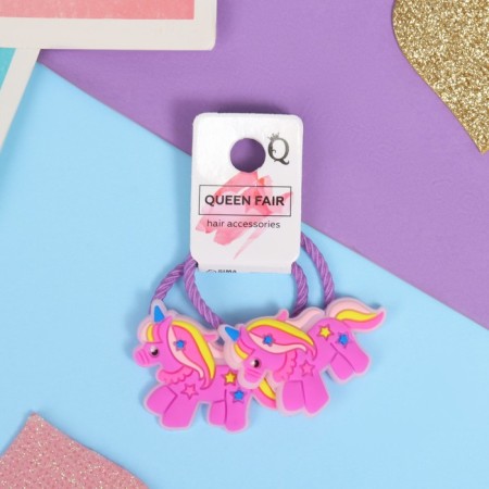 Hair gum "Baby" (set 2 pcs) unicorns, lilac-1