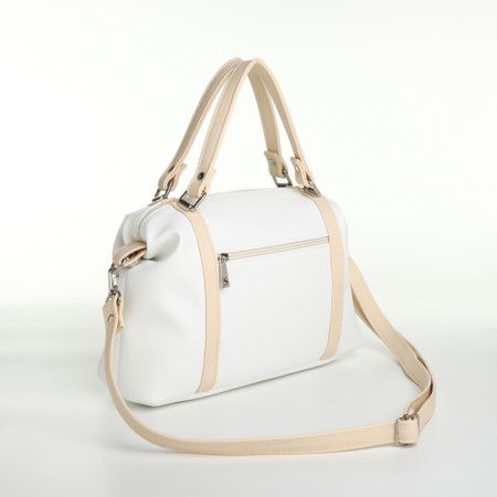 Women's bag 127, 30*10*23, 1 lightning departure, n/pocket, belt long, white+cream-2