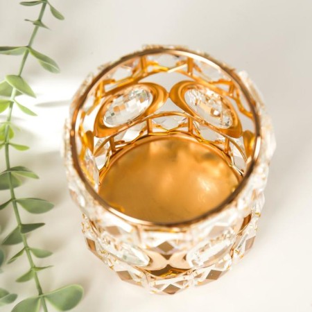 Summary metal, glass for 1 candle "ovals and squares" gold 13.2x9x9 cm-2