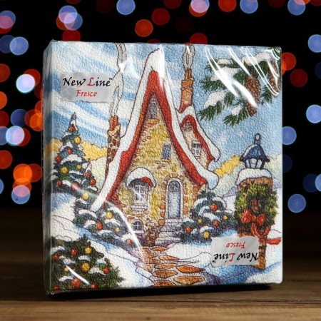 New Year's napkins Paper New Line Fresco Winter House 2 layers 20 sheets 33*33-3