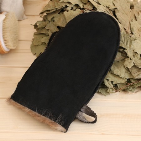 Mitten Bath of Sheepskin, black-1
