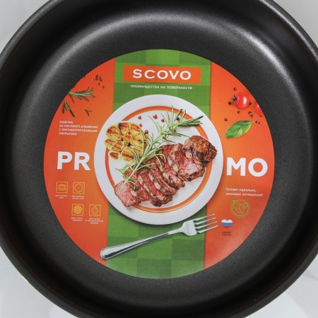 Silenik Promo, 3.5 l, d = 26 cm, h = 8 cm, glass cover, plastic handle, anti -stick coating, black color-6