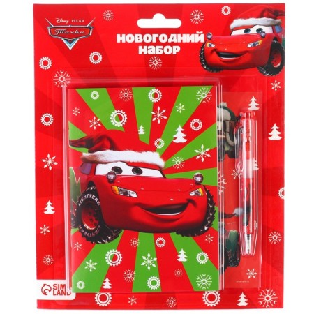 Chancellery set "Happy New Year", notebook A6, pen, stickers, cars-1