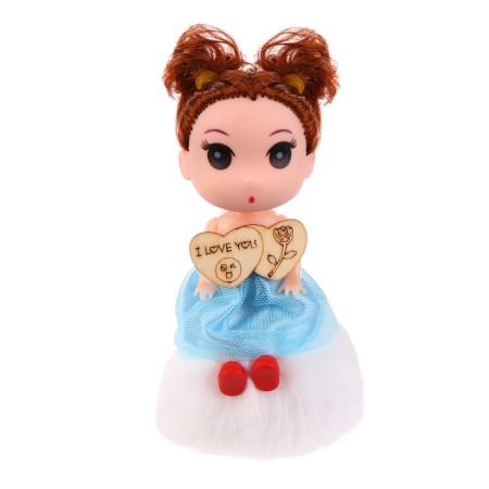 Brunette-cups on a white pompon, 14 cm