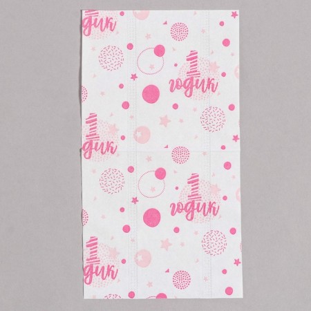 Paper napkins "1 year", girl, 60 pcs in a bag, 3 layers-7