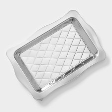 Stainless steel tray, 42 × 28 × 3 cm, silver color