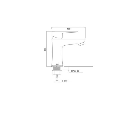 Mixer for the PMS sink PL6-001F, 35 mm cartridge, pour 100 mm, ABS plate, white-4