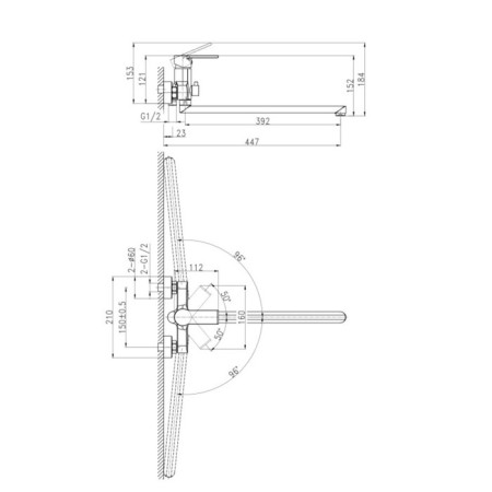 Cersanit Brasko bath mixer, with a long spill, single -leaf, chrome-2