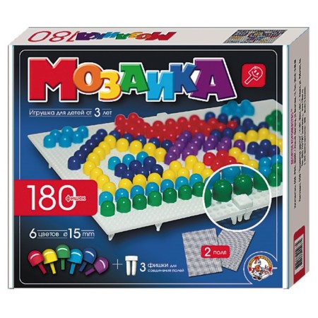 Children's mosaic plastic, 180 elements and 2 fields