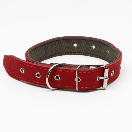 Collar combined leather/tarpaulin, dimensionless, 70 x 3.5 cm, Osh 25-60 cm, red-1
