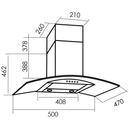 Exposure MBS RUTA 150 Black, fireplace, 600 m3/h, 3 speeds, 50 cm, glass/black-1