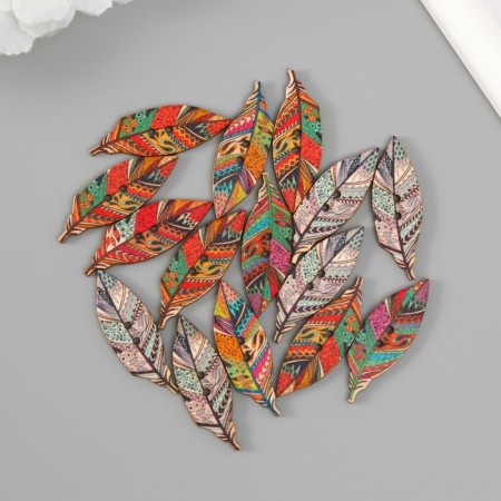 Button wood for creativity 2 punctures "Fogger with patterns" set of 16 pcs mix 4.2x1.4x0.2 cm