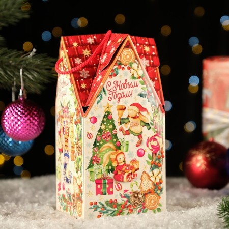 Gift folding box "Happy time" 10.5 x 10.5 x 21.5 cm