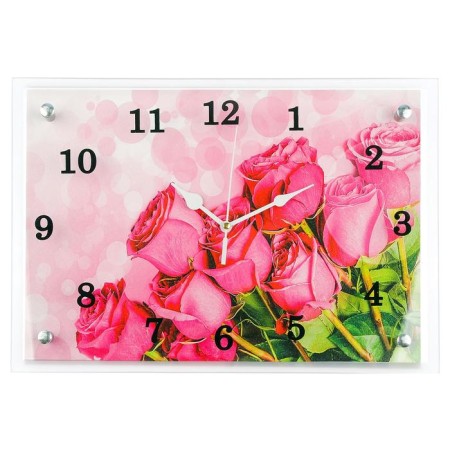 Carty clock is wall, series: flowers, "pink roses", 25x35 cm-4