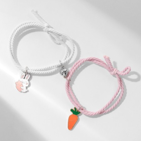 Bracelets "Demetrons" Assol, hare and carrot, white-pink color-2